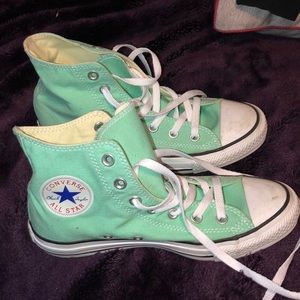 Barely work high top converse (Tiffany Blue)